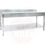 Laud 180x70cm riiuliga ja äärisega roostevaba teras