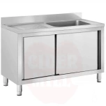 Kriauklės spintelė 1300x600mm su 2 stumdomomis durimis nerūdijantis plienas