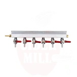 Gaasijaotur 6-osaline 1/4" 6mm voolikuotsikutega