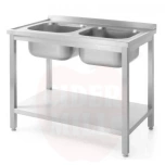 Laud koos 2 valamud ja riiuliga – polditud sügavus 600mm HENDI Profi Line 1000x600x(H)850mm