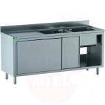 Cabinet, Sink, -2 Bowl Central -Drainer 200X70X95cm (FORCAR MULTISERVICE) 1800x700mm - GDS187R2CS