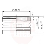 Metal cork 28mm GL28 black prethreaded