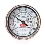 Thermometer 3" with dial long stem 132mm stainless steel