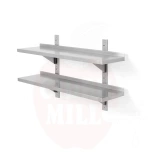 Dviguba sieninė lentyna 1000x300x(A)600mm reguliuojama su 2 laikikliais HENDI