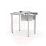 Valamulaud 800x600x(H)850mm HENDI Kitchen Line poltkinnitusega valamu paremal