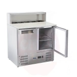 Refrigerated counter 247L 2-door with superstructure and granite worktop Arktic 230V/145W 900x700x(H)1070mm