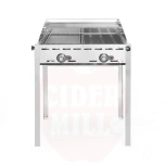 Gasgrill Green Fire 2-Brenner HENDI Profi Line emailliertes Gusseisen GN 1/1 Grillplatte und Rost 11,6kW 740x615x(H)825mm