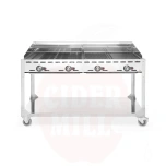 Gasgrill Green Fire 4-Brenner HENDI Profi Line auf Rollgestell hellgrau 22kW 1400x612x(H)825mm