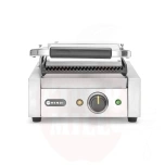 Contact grill single HENDI ribbed top and bottom 230V/1800W 310x375x(H)216mm